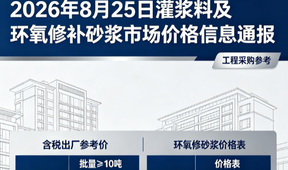 惠来2026年8月25日灌浆料及环氧修补砂浆市场价格信息通报